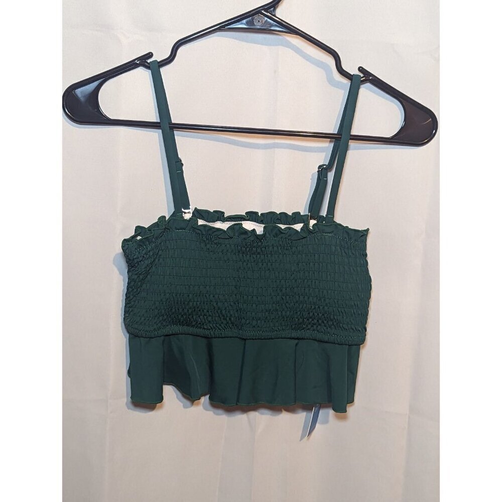 Cupshe Army Green Ruffle Swim Top Size Small